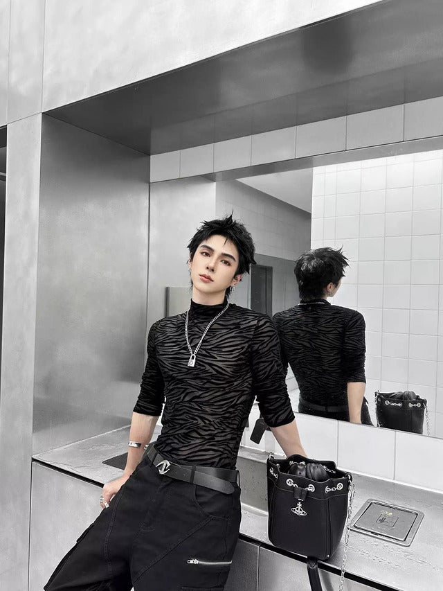 シースルーゼブラデザイントップス bt2132