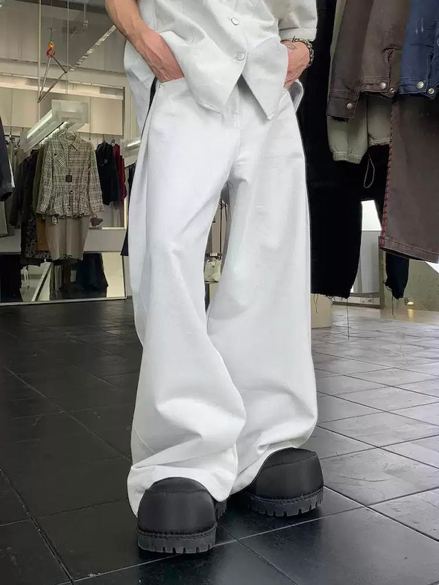 ハイウエストフレアルーズホワイトデニムパンツ bt2102